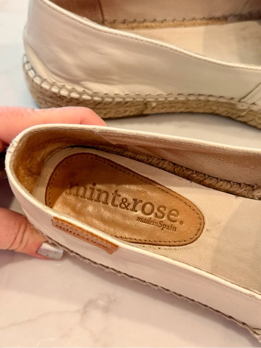 Women's Two-Tone Leather Espadrilles - White and Black